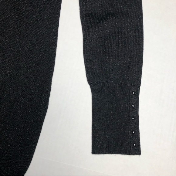 ⭐️NEW⭐️White House Black Market OFF-THE-SHOULDER FRINGE TUNIC SHIMMER SWEATER - Picture 6 of 9